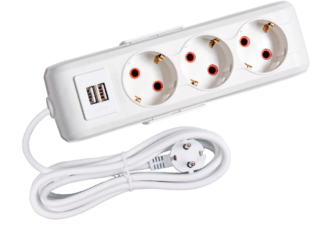 3'lü USB Topraklı Grup Priz 3 Metre