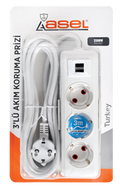 3'lü USB Topraklı Grup Priz (Vakumlu) 1.5 Metre