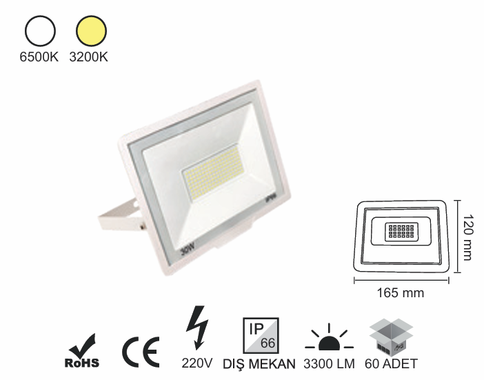 Düz Projektör 30 Watt