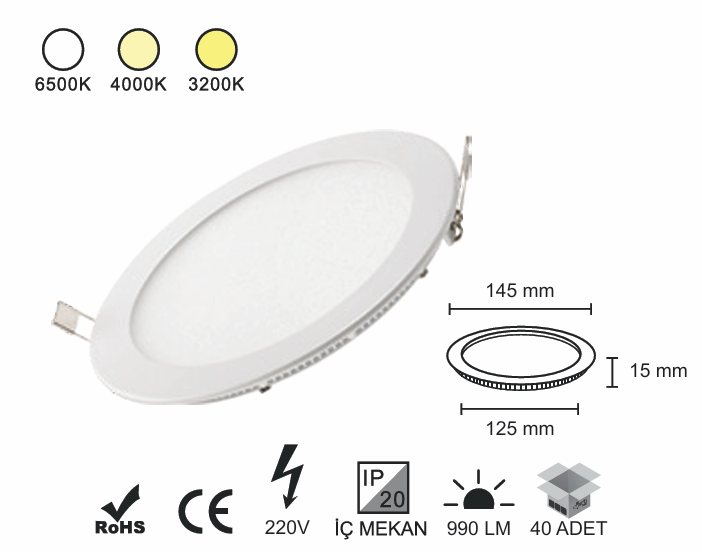 Sıva Altı Panel 9 Watt